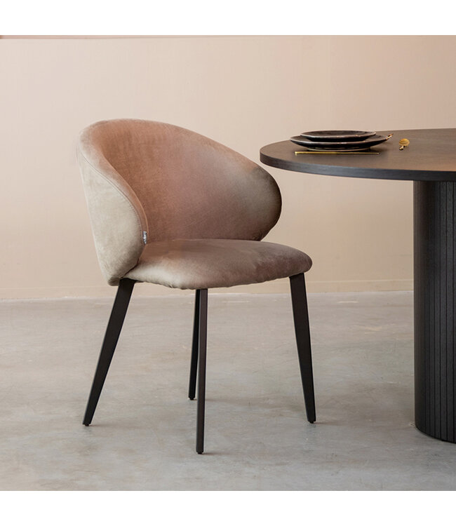 LABEL51 Eetkamerstoel Logan - Taupe - Microfiber