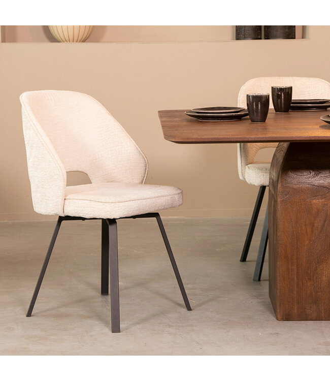 LABEL51 Eetkamerstoel Lewis - CrÃ¨me - Fluweel