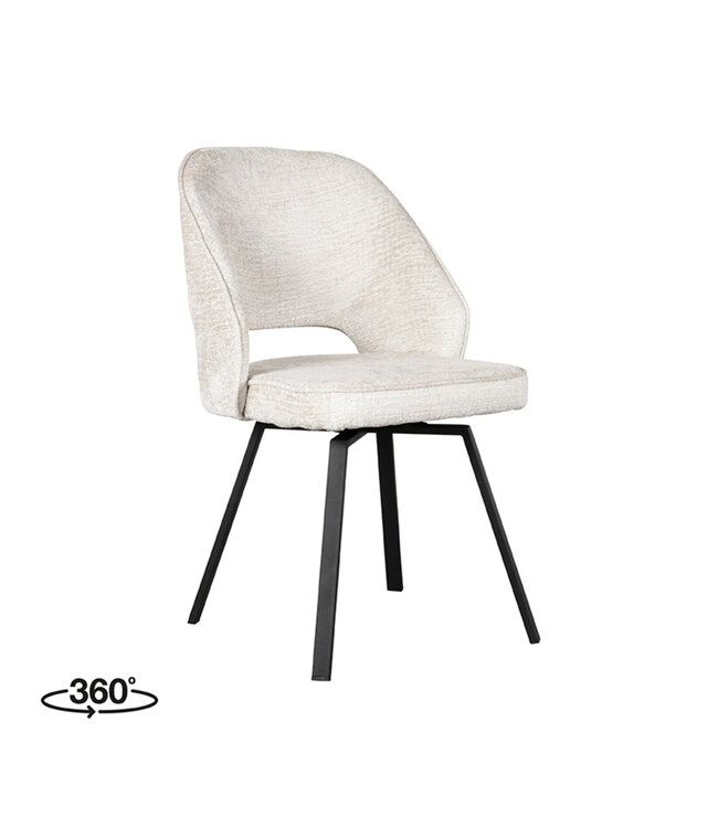 LABEL51 Eetkamerstoel Lewis - CrÃ¨me - Fluweel