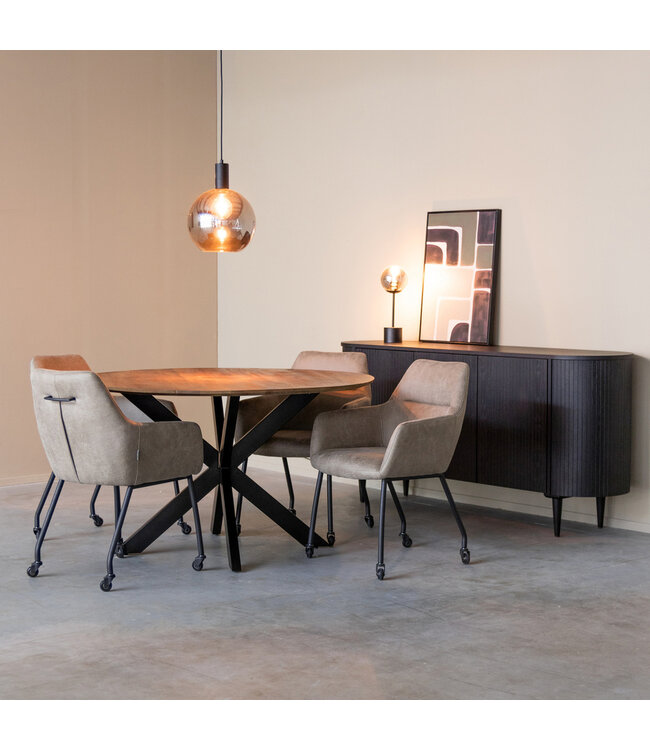 LABEL51 Eetkamerstoel Lenny - Taupe - Microfiber