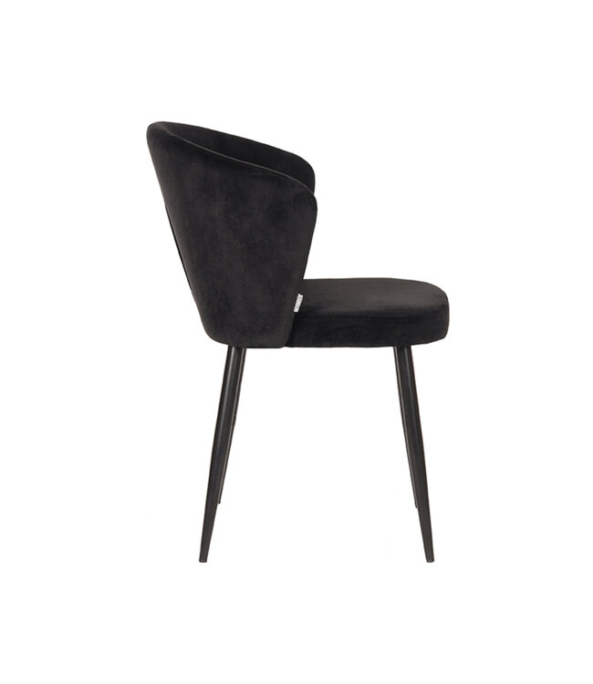 LABEL51 Eetkamerstoel Wave - Zwart - Fluweel