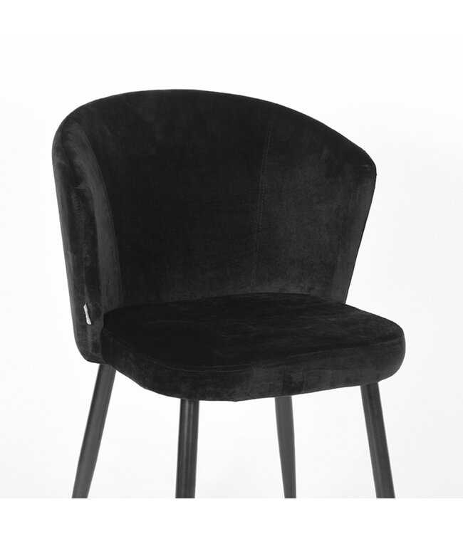 LABEL51 Eetkamerstoel Wave - Zwart - Fluweel