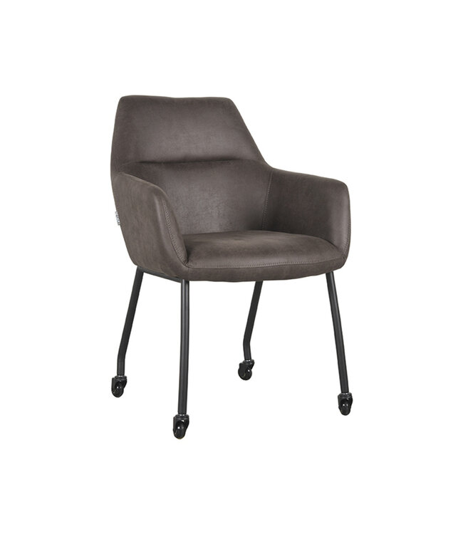 LABEL51 Eetkamerstoel Lenny - Antraciet - Microfiber