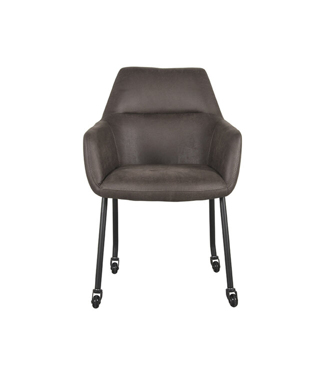 LABEL51 Eetkamerstoel Lenny - Antraciet - Microfiber