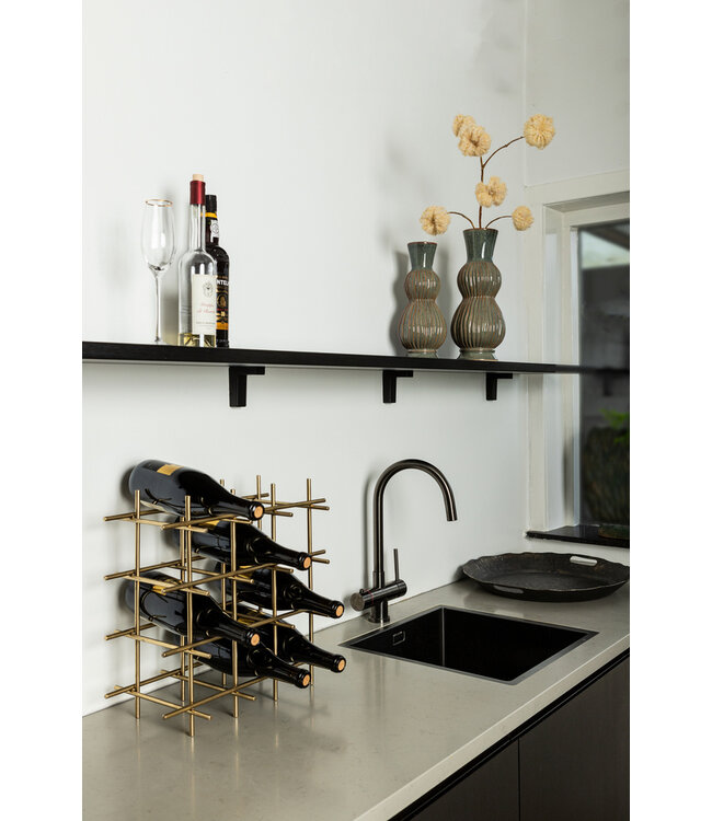 PTMD Gordo Brass stalen vierkante open frame wijnrek