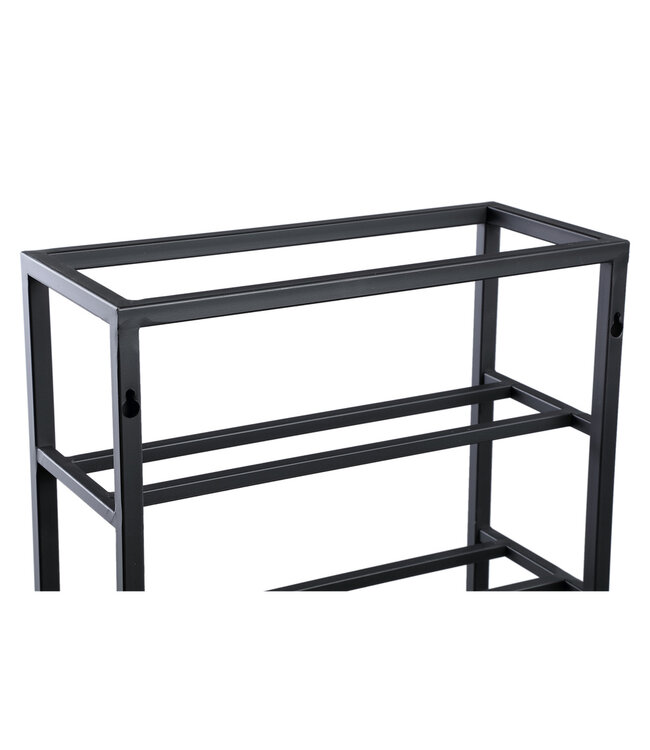 PTMD Kentyn Zwarte rechthoekige ijzeren wijnrek groot