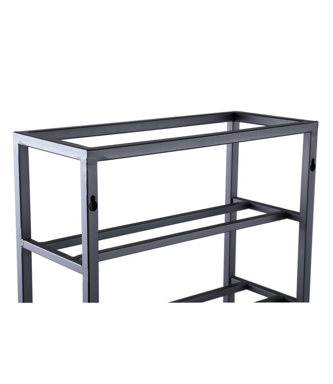 PTMD Kentyn Zwarte rechthoekige ijzeren wijnrek klein