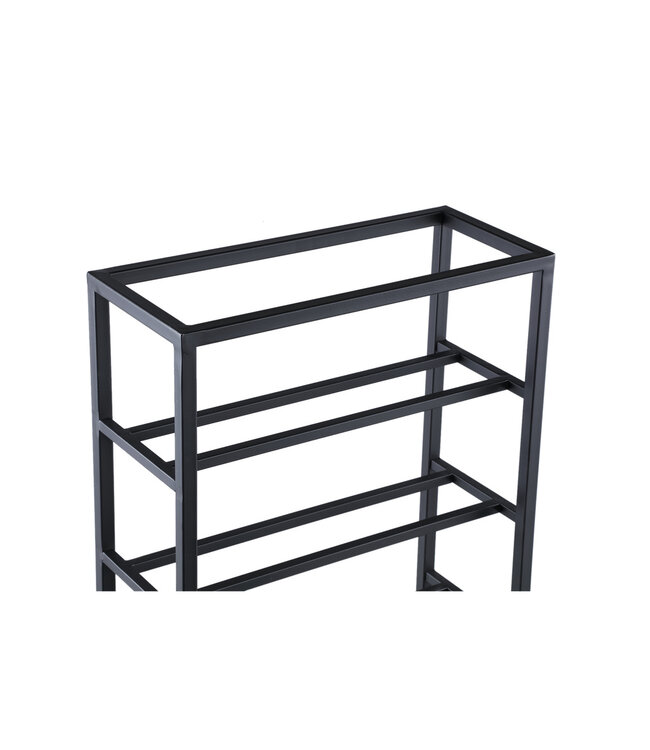 PTMD Kentyn Zwarte rechthoekige ijzeren wijnrek klein