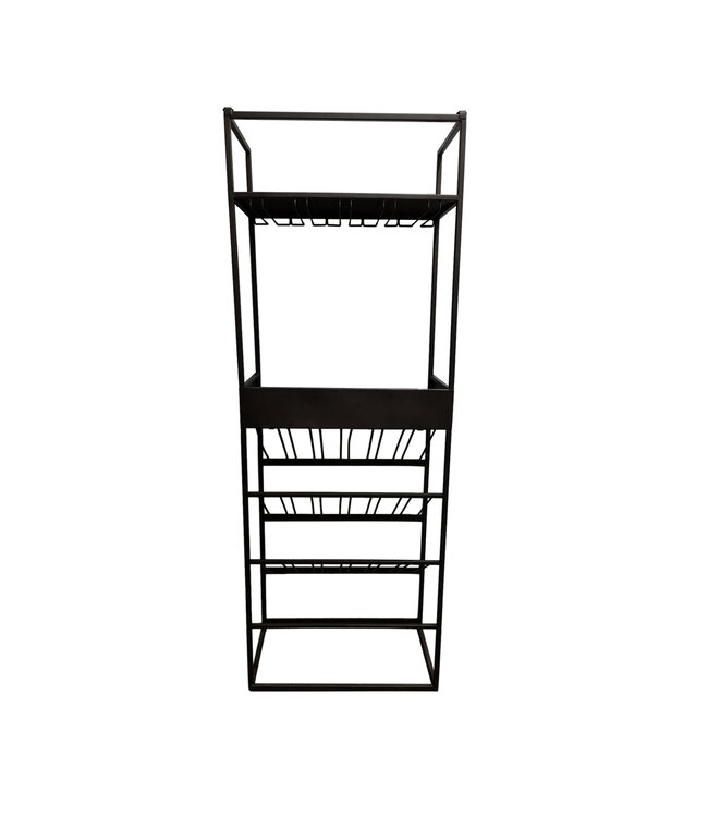 PTMD Arto wijnrek donkergrijze basis bruin marmer