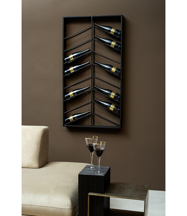 PTMD Vinno Zwart ijzeren wijnrek symmetrische lagen rechthoekig.