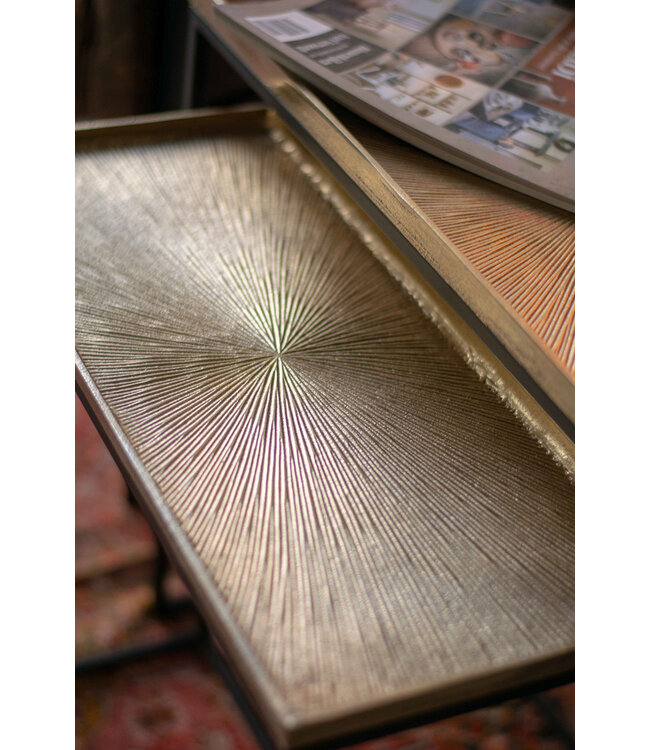 PTMD Daan Goud aluminium zwart ijzeren bijzettafel s/3