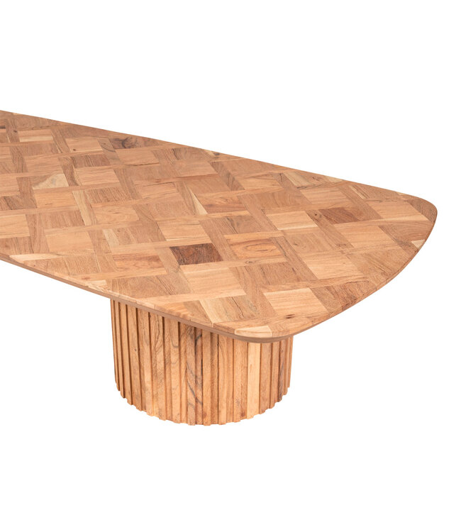 PTMD Fieron Natuurlijke houten salontafel met dubbele ronde basis