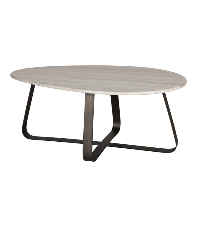 PTMD Muka salontafel hoog donkergrijze basis wit marmer