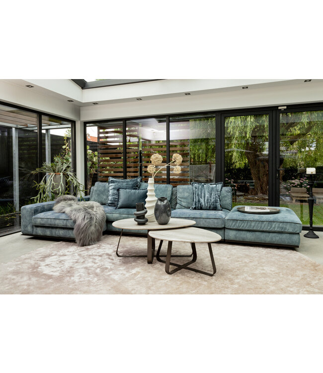 PTMD Muka salontafel hoog donkergrijze basis wit marmer