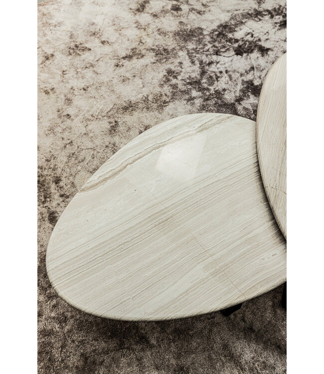 PTMD Muka salontafel hoog donkergrijze basis wit marmer