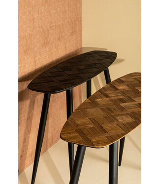 PTMD Tyano Black gerecycled teakhouten bijzettafel