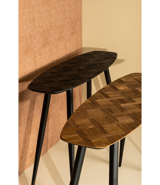 PTMD Tyano Black gerecycled teakhouten bijzettafel