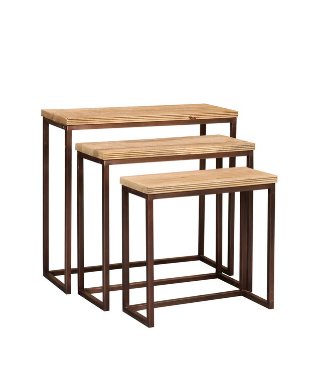 PTMD Zoah Koperen mangohouten rechthoekige bijzettafel SV3