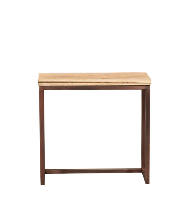 PTMD Zoah Koperen mangohouten rechthoekige bijzettafel SV3