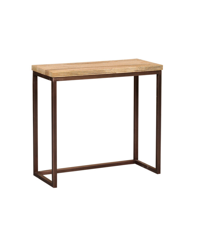 PTMD Zoah Koperen mangohouten rechthoekige bijzettafel SV3