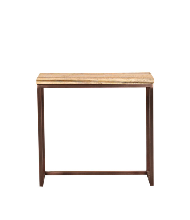 PTMD Zoah Koperen mangohouten rechthoekige bijzettafel SV3