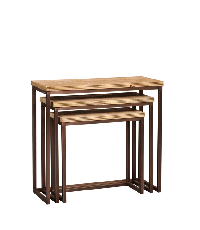 PTMD Zoah Koperen mangohouten rechthoekige bijzettafel SV3