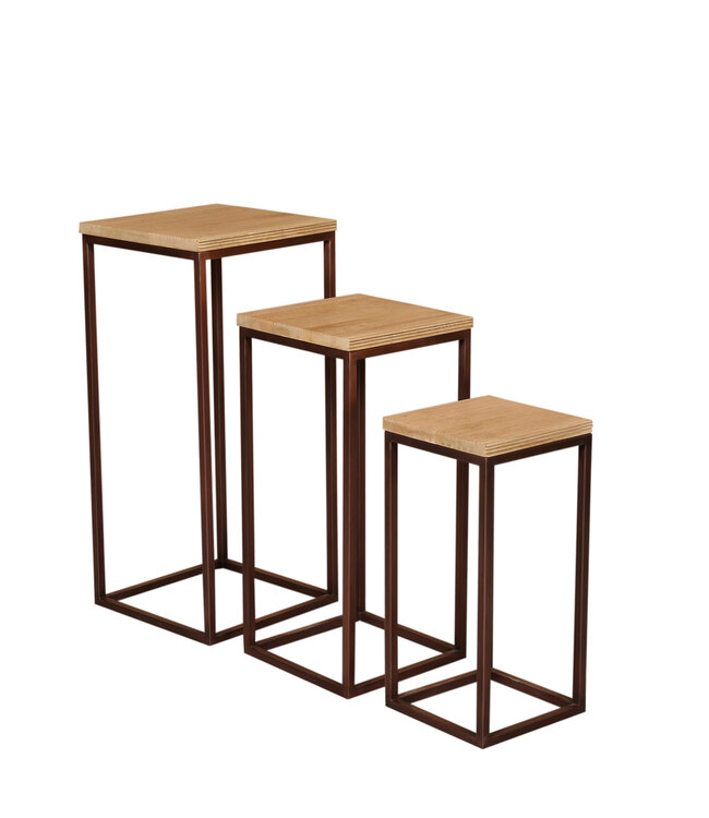 PTMD Zoah Koperen mangohouten vierkante bijzettafel SV3