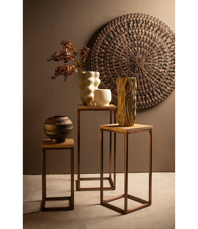 PTMD Zoah Koperen mangohouten vierkante bijzettafel SV3