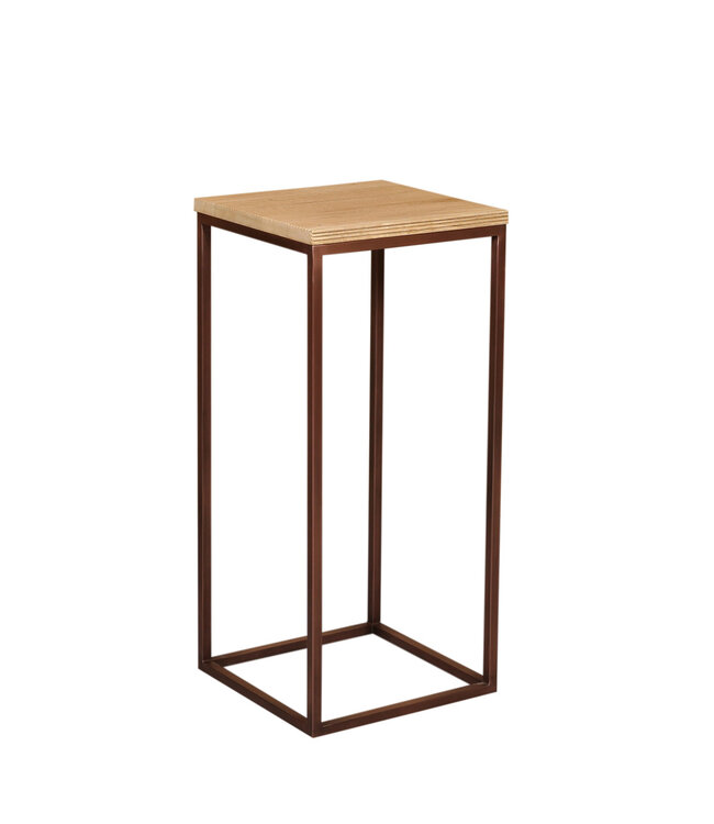 PTMD Zoah Koperen mangohouten vierkante bijzettafel SV3