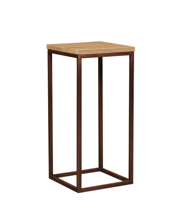 PTMD Zoah Koperen mangohouten vierkante bijzettafel SV3