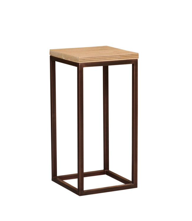 PTMD Zoah Koperen mangohouten vierkante bijzettafel SV3