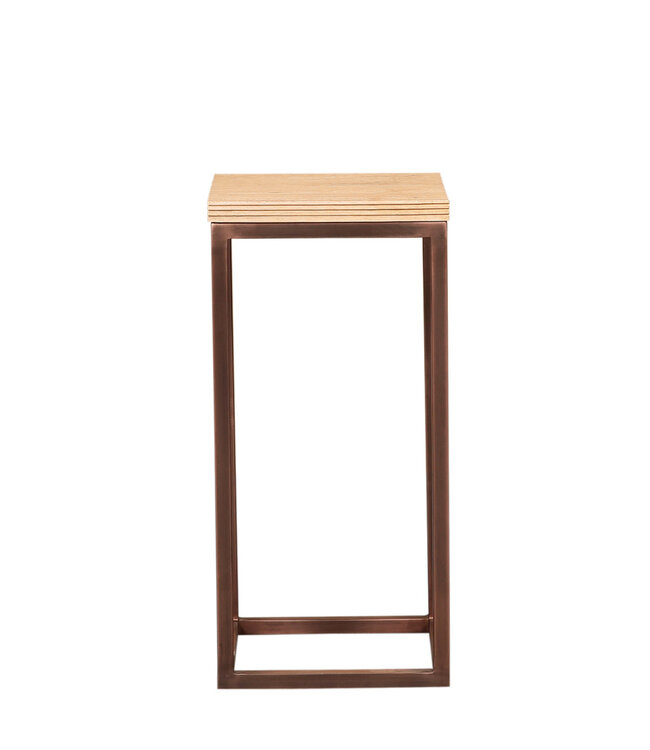 PTMD Zoah Koperen mangohouten vierkante bijzettafel SV3