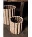 PTMD Jaydean Grey cement pot met geribbelde structuur hoog L