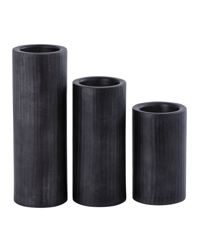 PTMD Jowad Grafiet aluminium plaat kaarsenhouder rib L