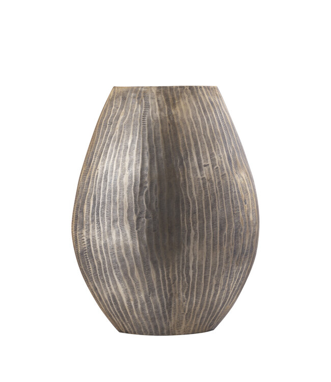 PTMD Jowad Antiek Goud aluminium plaat pot rib hoog ovaal M