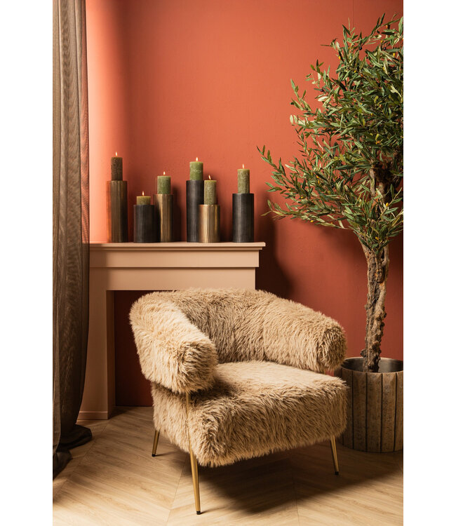 PTMD Jowad Grafiet aluminium plaat kaarsenhouder rib S