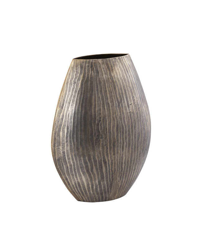 PTMD Jowad Antiek Goud aluminium plaat pot rib hoog ovaal M