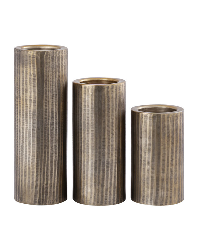 PTMD Jowad Antieke Gouden aluminium kaarshouder rib L