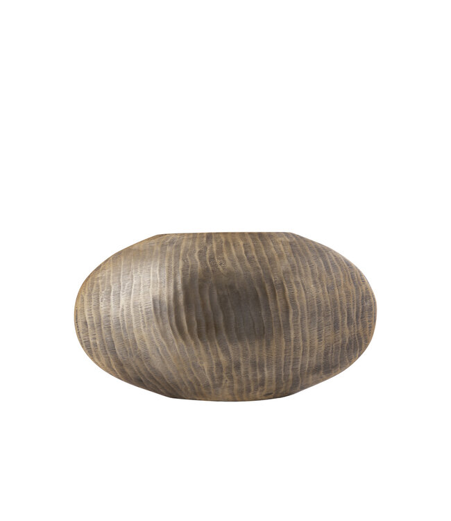 PTMD Jowad Antiek Goud aluminium plaat pot rib laag ovaal S