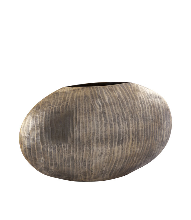 PTMD Jowad Antiek Goud aluminium plaat pot rib laag ovaal L