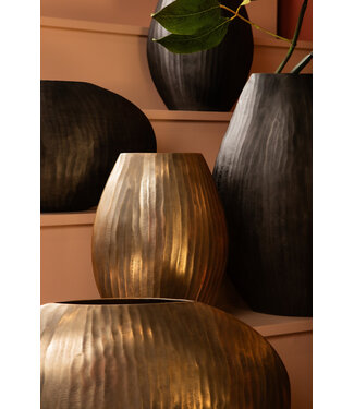 PTMD Jowad Antiek Goud aluminium plaat pot rib laag ovaal S