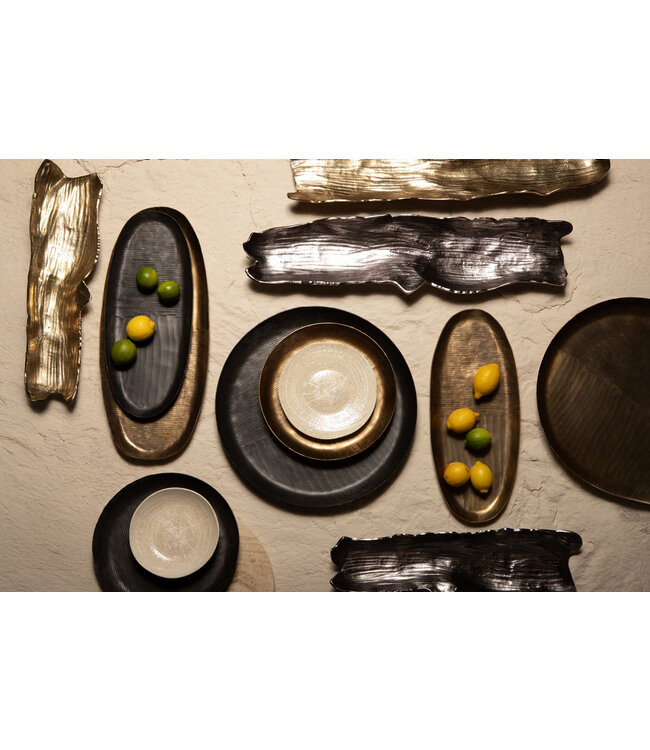 PTMD Jowad Grafiet aluminium plaat kom geribbeld ovaal L