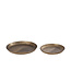 PTMD Jowad Antiek Gouden aluminium schaal geribbeld rond L