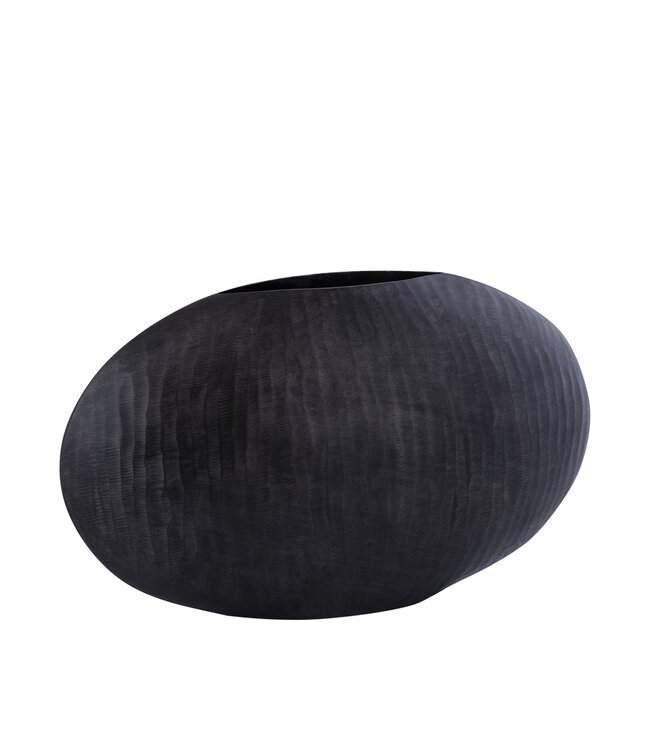 PTMD Jowad Grafiet aluminium plaat pot geribbeld laag ovaal L
