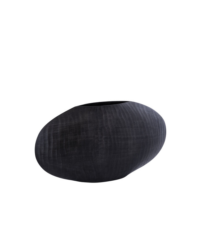 PTMD Jowad Grafiet aluminium plaat pot geribbeld laag ovaal S