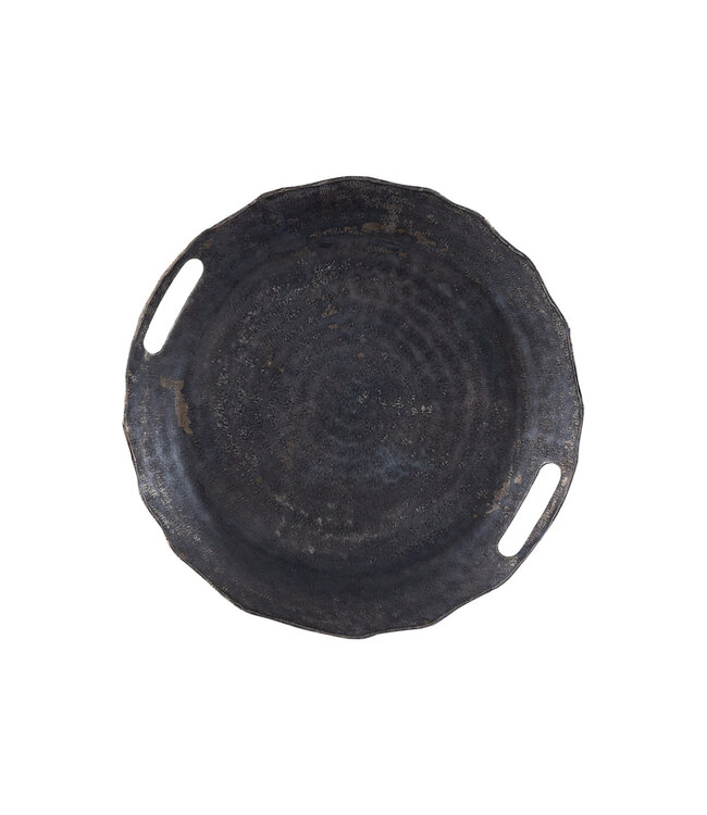 PTMD Semin Zilveren aluminium ronde dienblad met golvende rand.