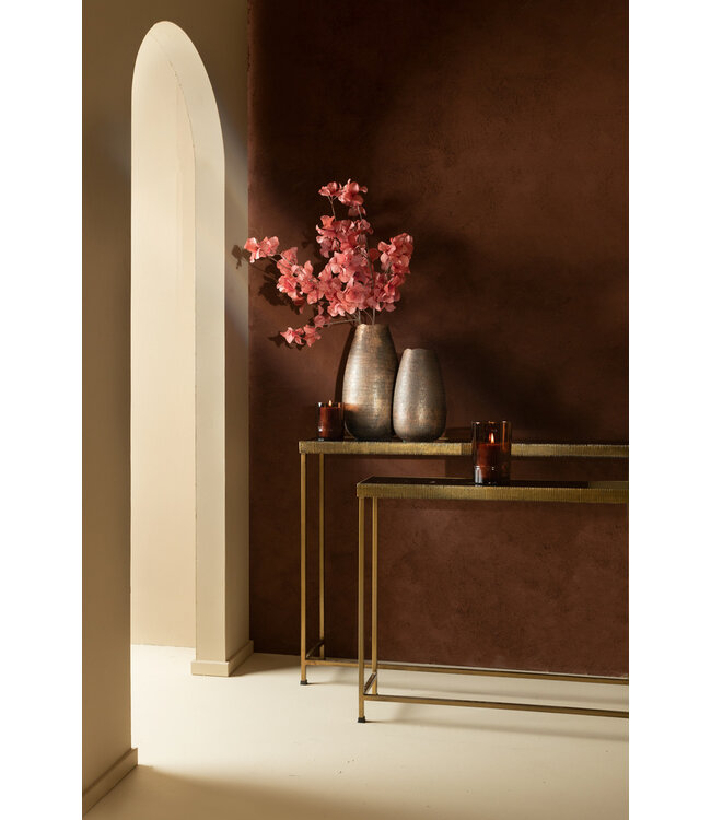 PTMD Semin Zilveren aluminium ronde rustieke pot met golvende rand L