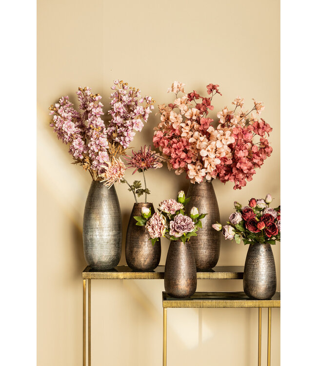 PTMD Semin Koperen alu ronde rustieke pot met golvende rand S