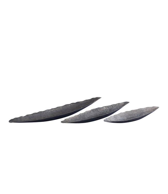 PTMD Semin Zilveren aluminium ovale rustieke kom met golvende rand L