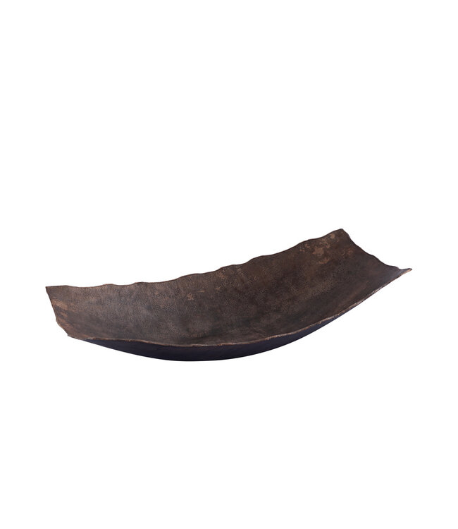 PTMD Semin Koperen alu rechthoekige rustieke kom met golvende rand S